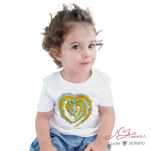 Copia del Maglietta bimba con cuore maiolica