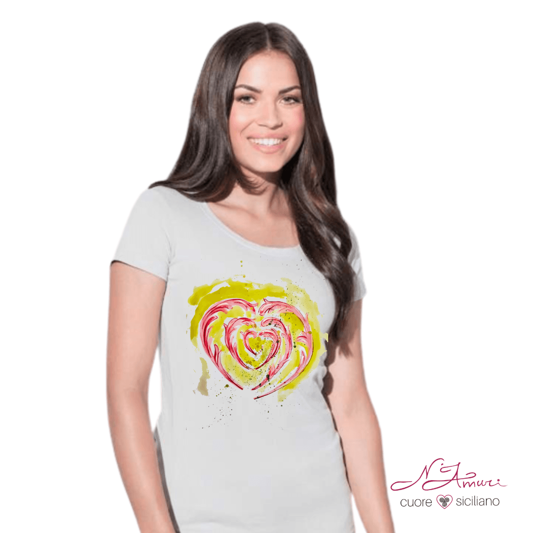 Maglia Stampata | Cuore, stile Maiolica Siciliana