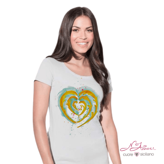 Maglia Stampata | Cuore, stile Maiolica Siciliana