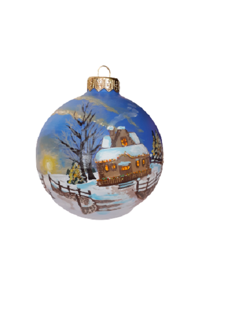 Palla natale con paesaggio natalizio