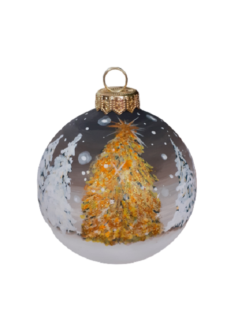 Palla di natale con albero dorato