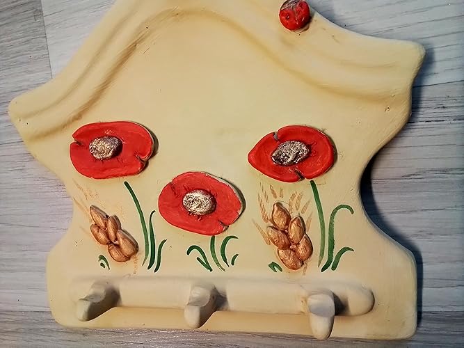 Appendi presine in ceramica _ decoro papaveri