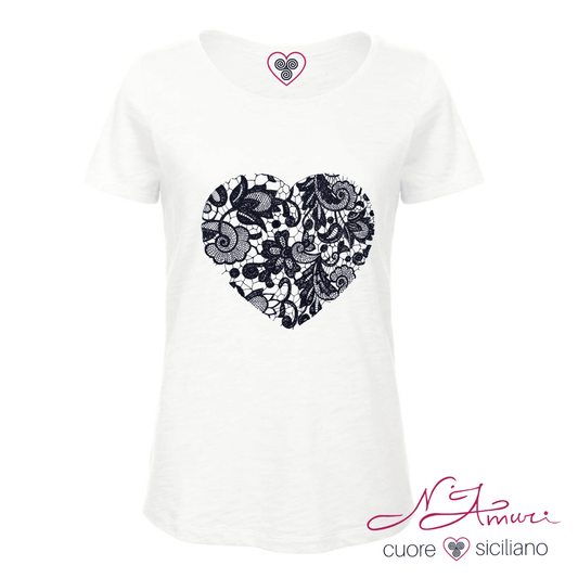 Maglia Stampata | Cuore Pizzo Nero