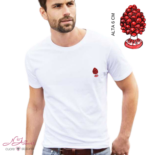 Maglia stampata | pigna rossa