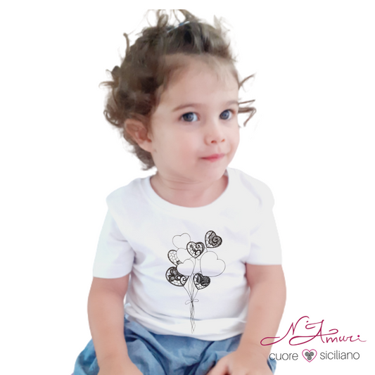 Maglietta bimba con palloncini a cuore