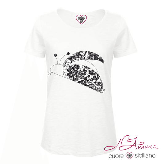 Maglia Stampata | Coccinella in Pizzo Nero