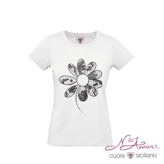 Maglia Stampata | Margherita "m'ama non m'ama", effetto Pizzo Nero