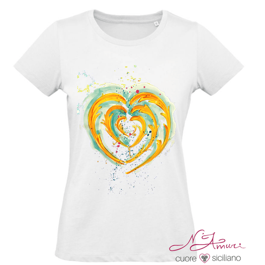 Maglia Stampata | Cuore, stile Maiolica Siciliana